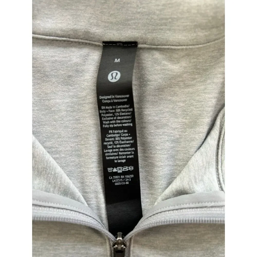 Lululemon Pullover Men's M Gray Metal Vent Tech Quarter Zip Lightweight Training - Picture 5 of 9